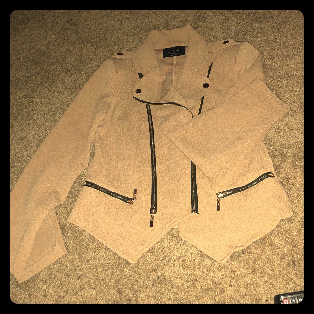 Casual dress up or dress down beige jacket